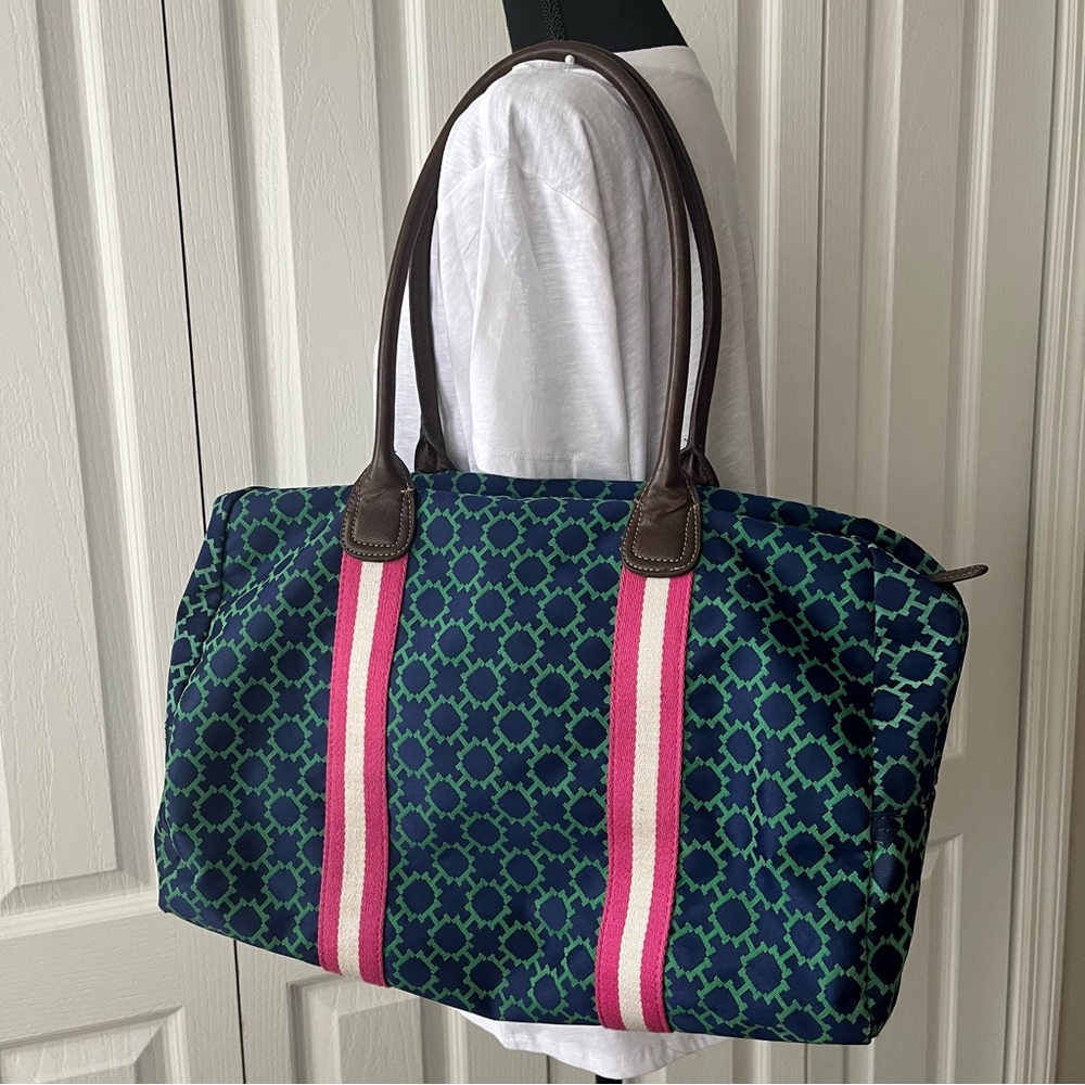 Tommy Hilfiger Patterned Large Tote Bag with Leather Handles